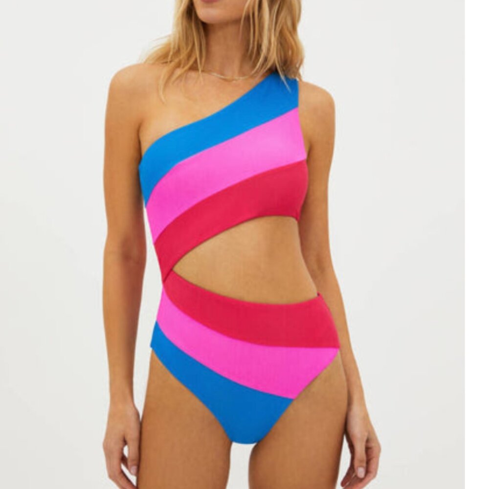 Beach Riot Joyce Orchid Color Block Bathing Suit NEVER WORN